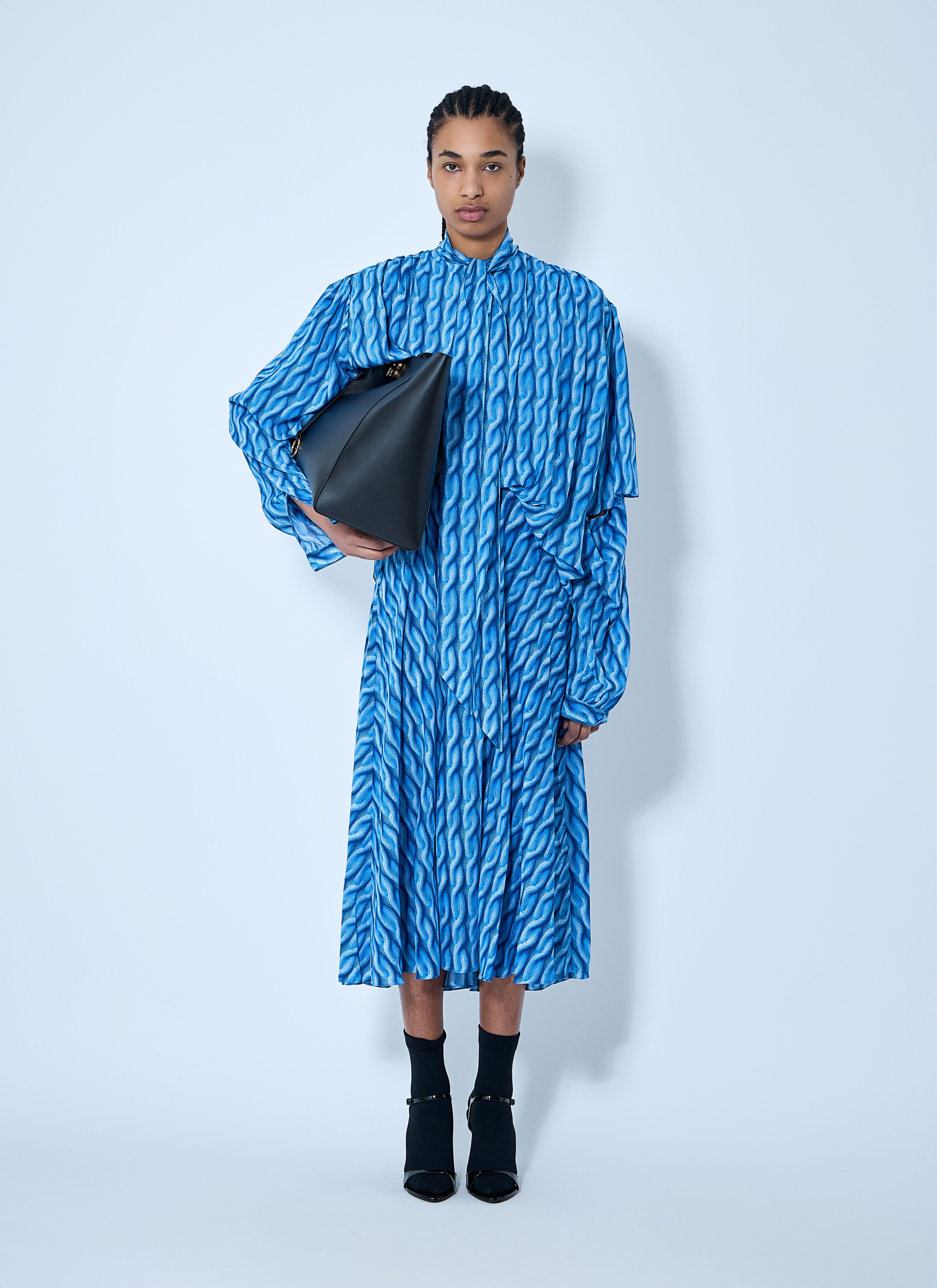 Double Sleeve Pleated Dress - 2