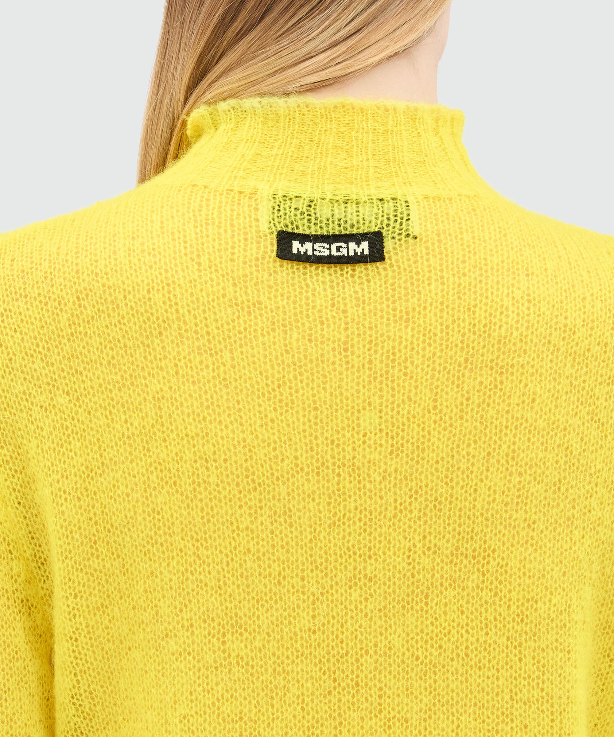 Yellow turtleneck sweater in superlight mohair - 5