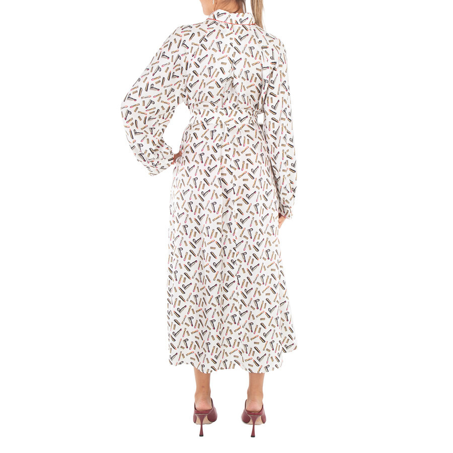 Max Mara Ladies White Black Rimmel Silk Shirt Dress - 6