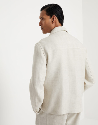 Brunello Cucinelli Linen, silk, virgin wool and cotton chevron overshirt outlook