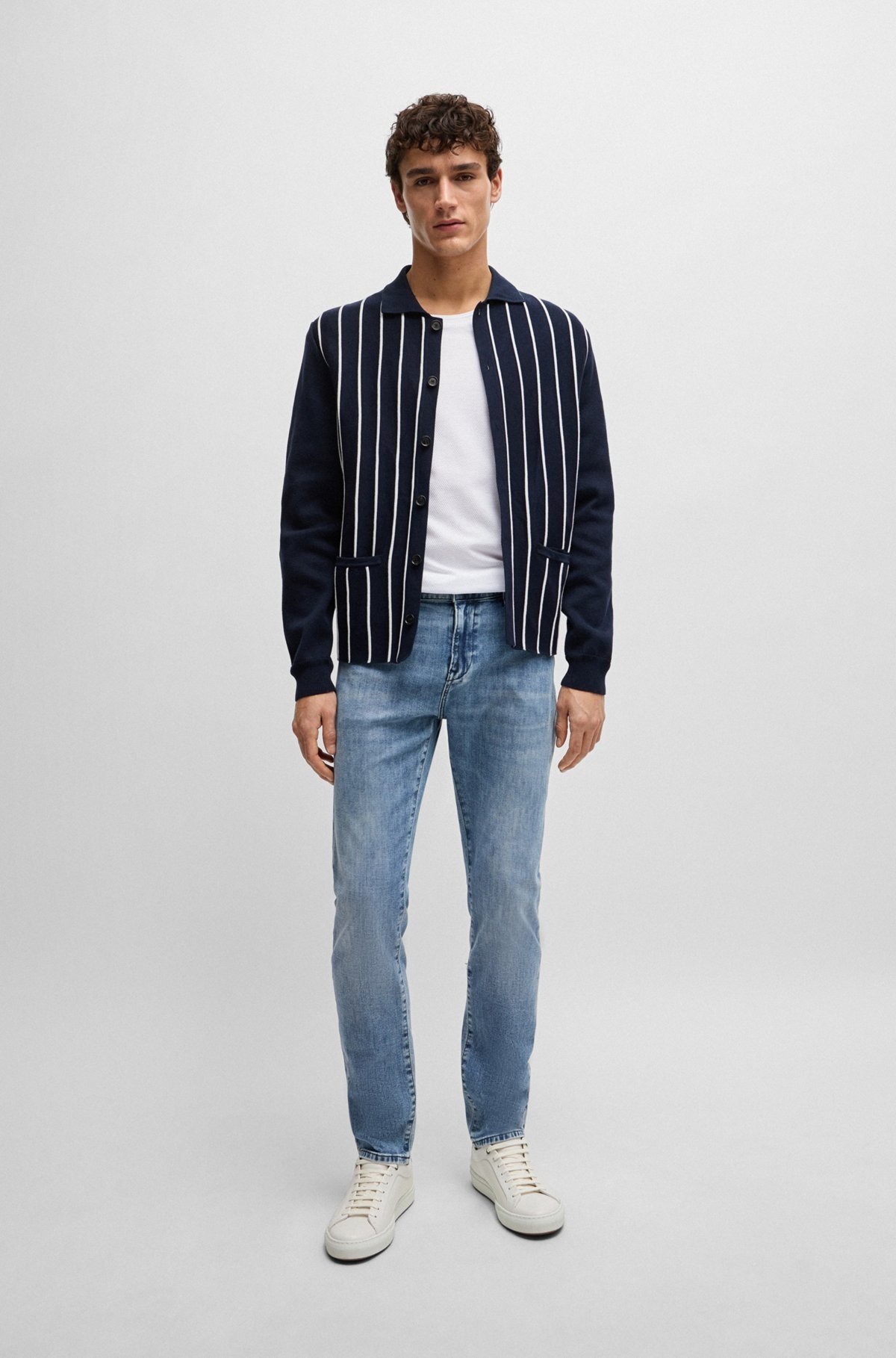 SLIM-FIT JEANS IN BLUE CASHMERE-TOUCH DENIM - 3