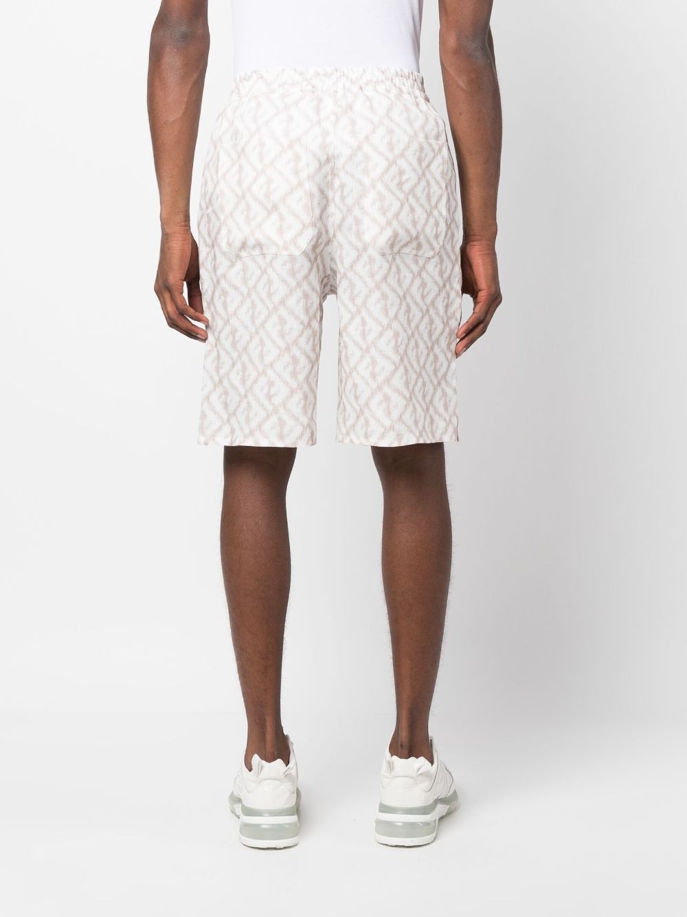 abstract-print linen shorts - 4