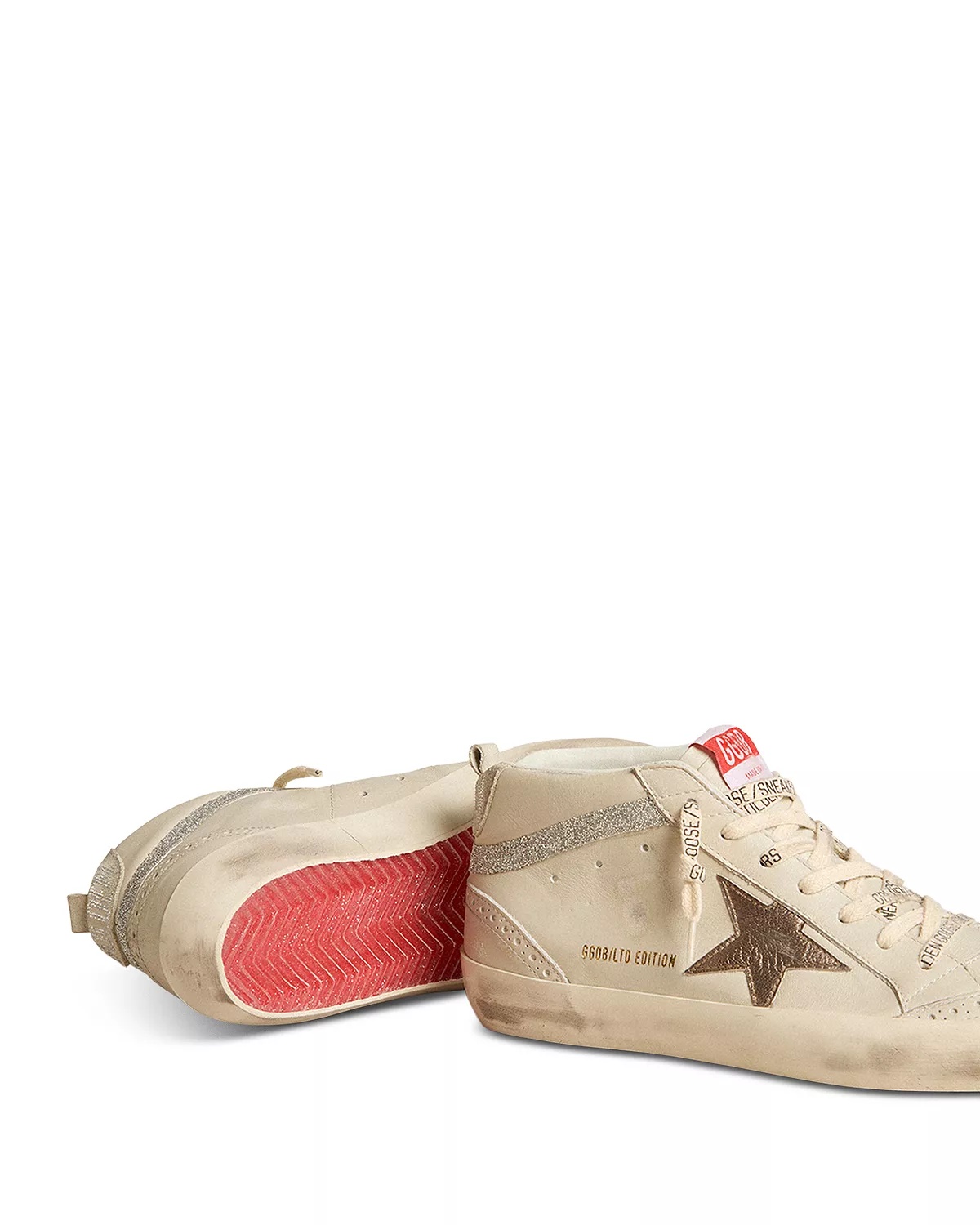 Women's Mid Star Almond Toe Star Patch & Crystal Fabric Sneakers - 5