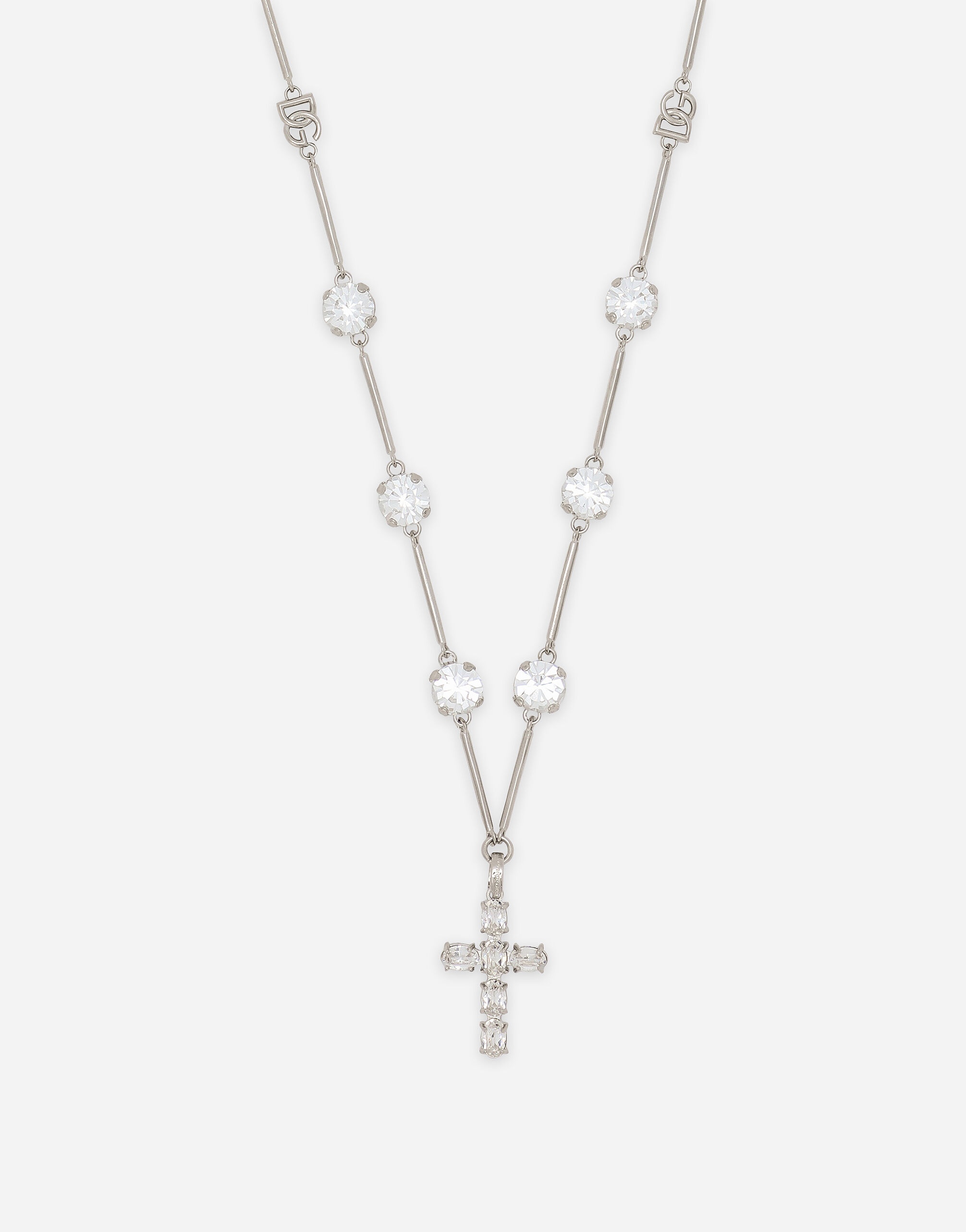 Rosary-style necklace with rhinestone-detailed crosses - 3