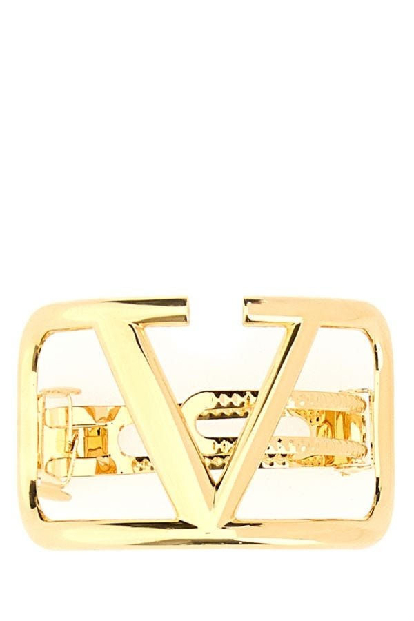 Gold metal VLogo hair clip - 1