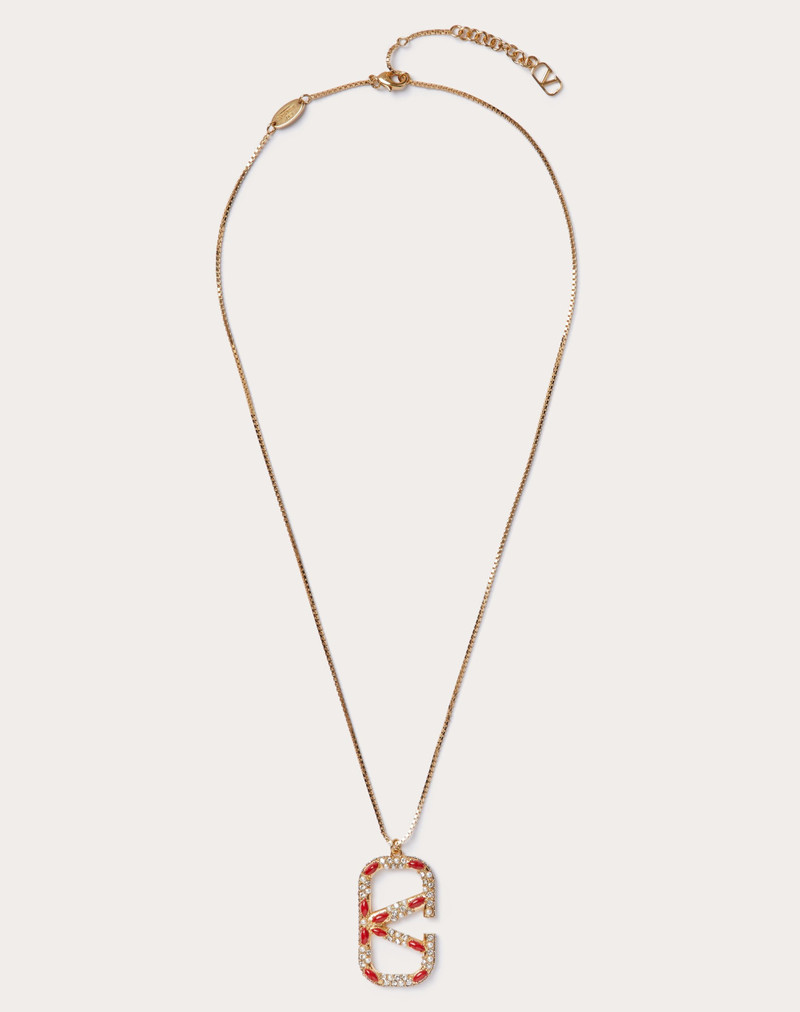 VLOGO SIGNATURE METAL, PEARL, ENAMEL AND SWAROVSKI® CRYSTAL NECKLACE - 1