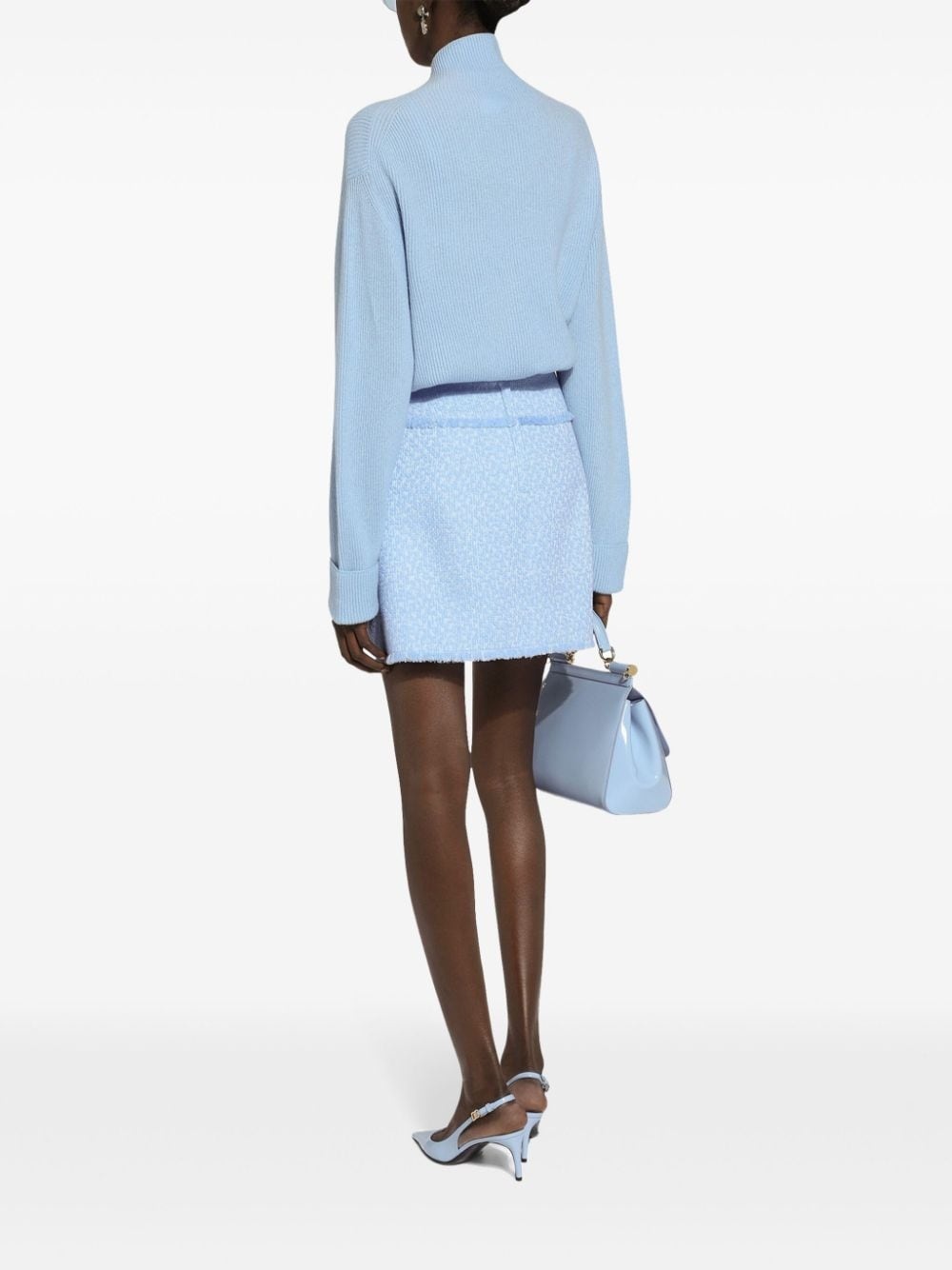 high-rise bouclÃ© flared skirt - 4