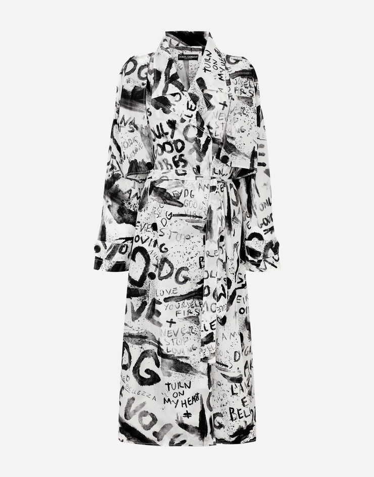 Nylon trench coat with DG graffiti print - 3