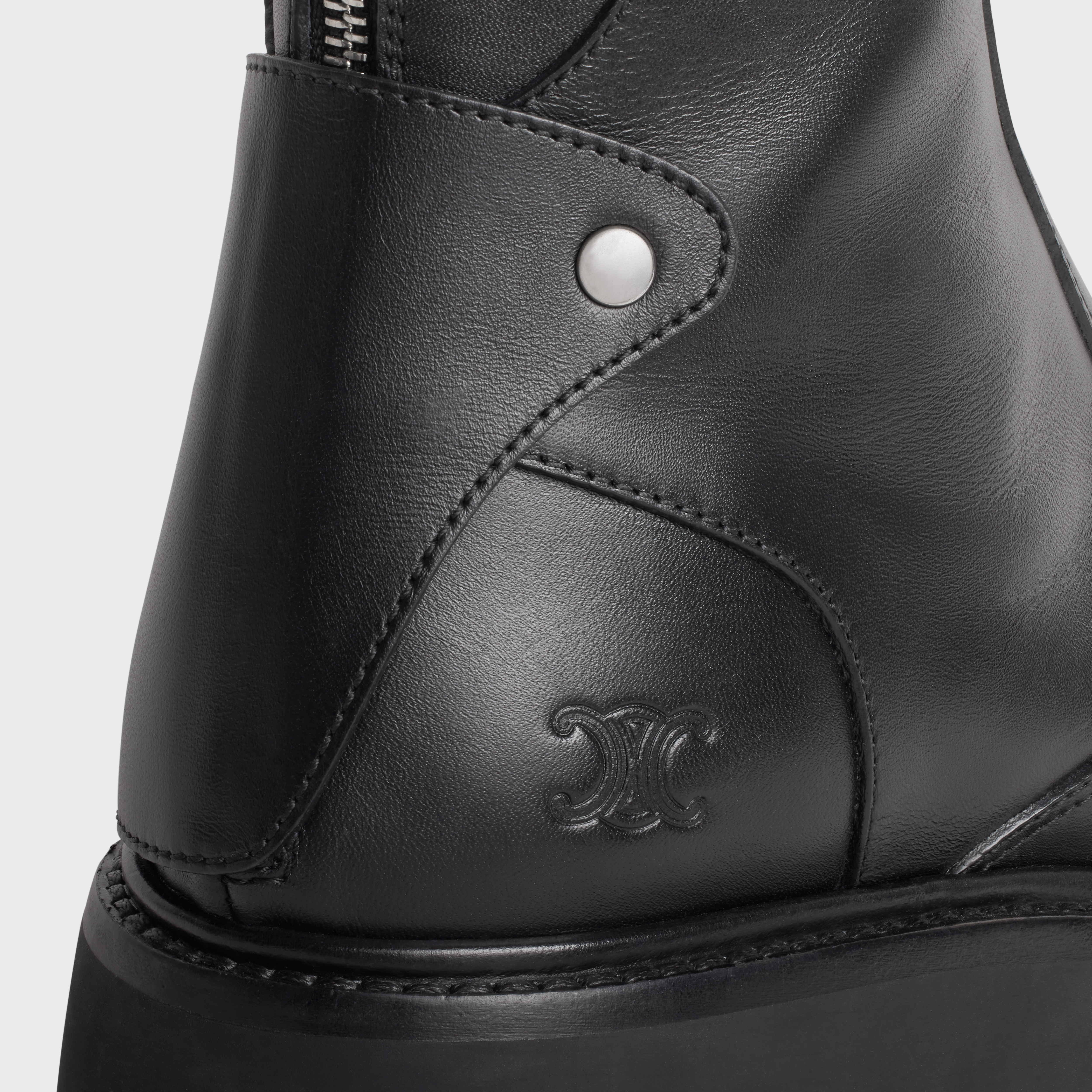 CELINE BULKY BOOTS WITH BACK ZIP AND TRIOMPHE in Calfskin - 5