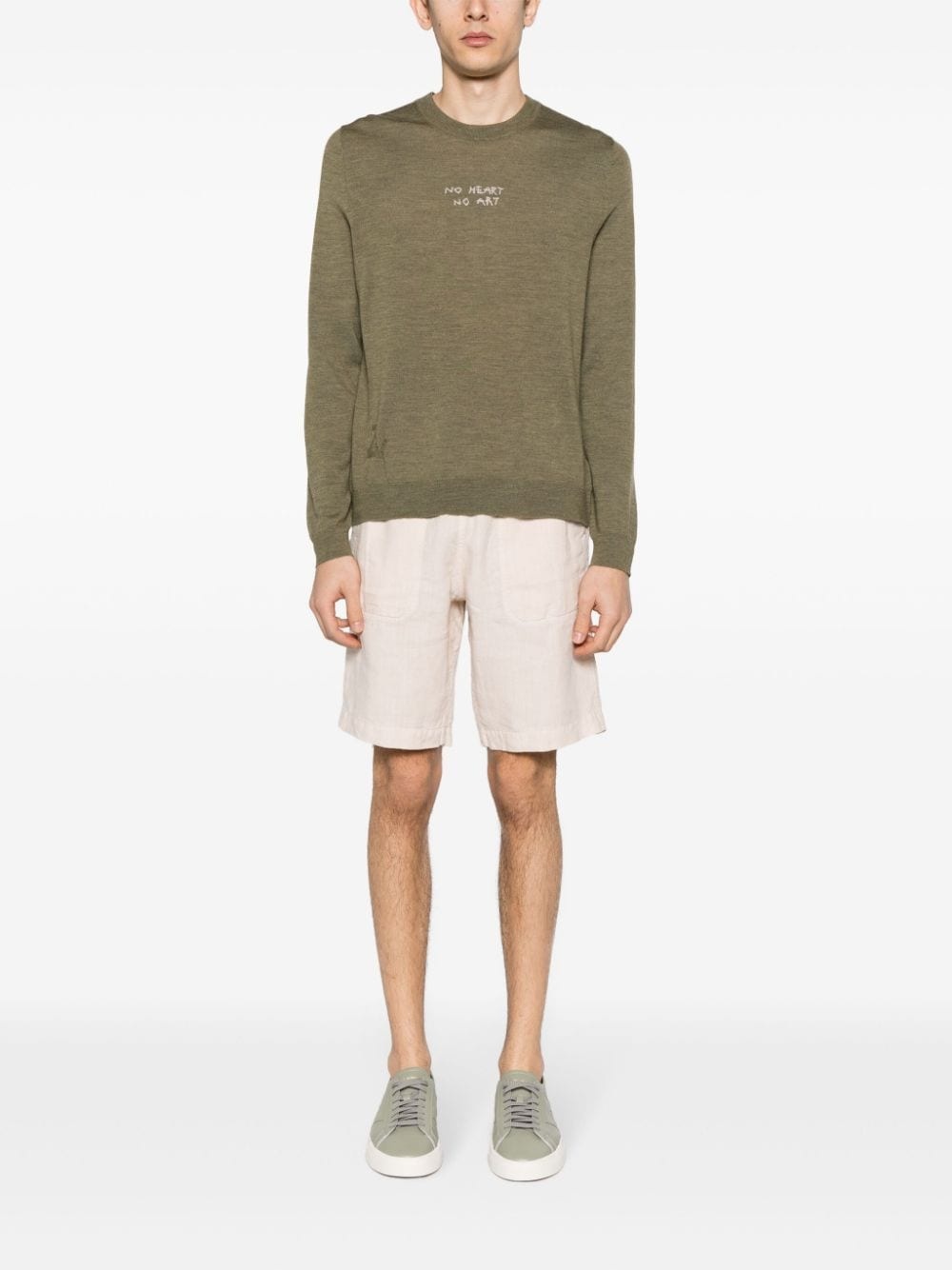 drawstring-waist linen shorts - 2