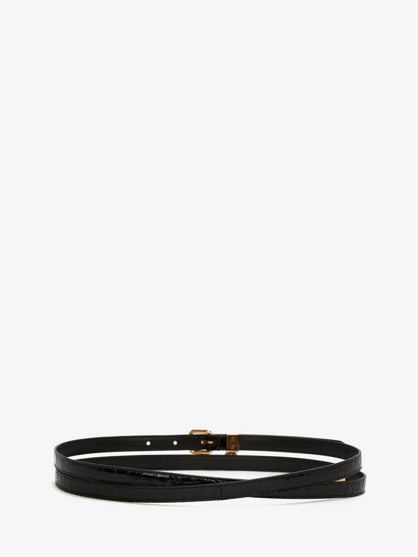 Women's Pave Skull Double Belt in Black - 2