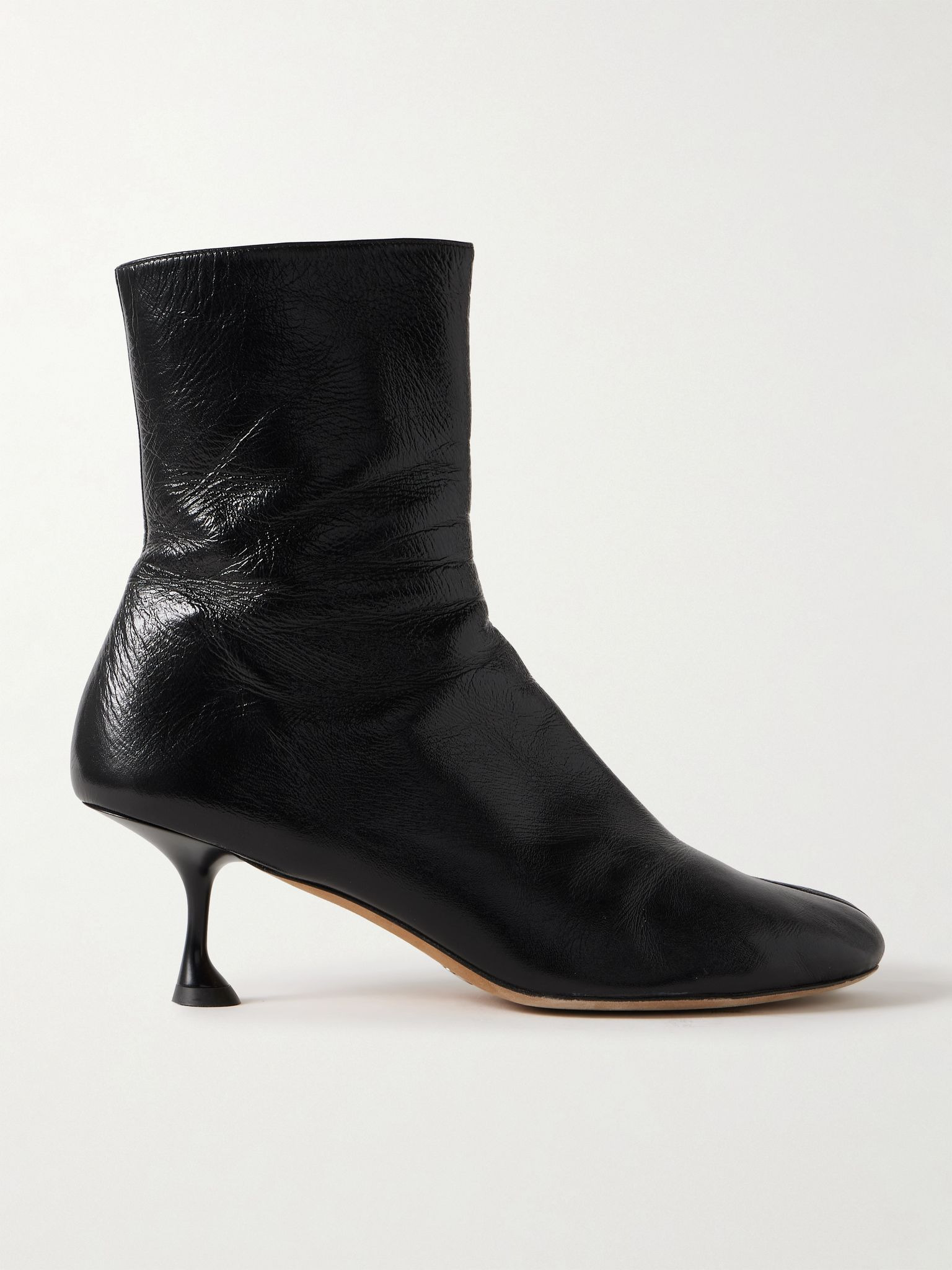 Tee crinkled-leather ankle boots Black - 1