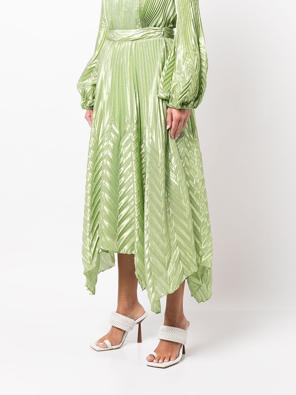 metallic-thread pleated skirt - 3