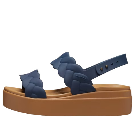 (WMNS) Crocs Brooklyn Woven Wedge Sandals 'Blue Brown' 209977-410 - 1