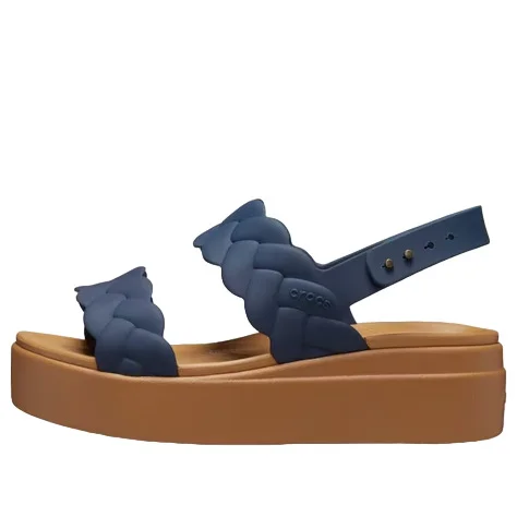 (WMNS) Crocs Brooklyn Woven Wedge Sandals 'Blue Brown' 209977-410 - 1