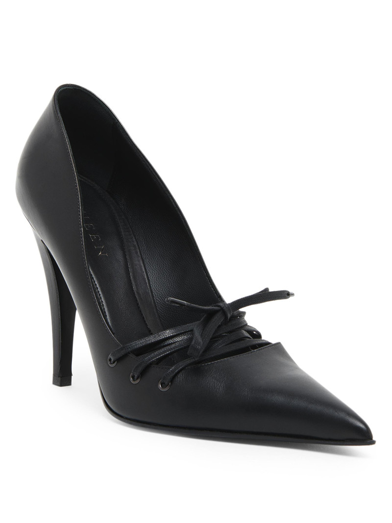 Women's Corset 100MM Leather Pumps - Black 3