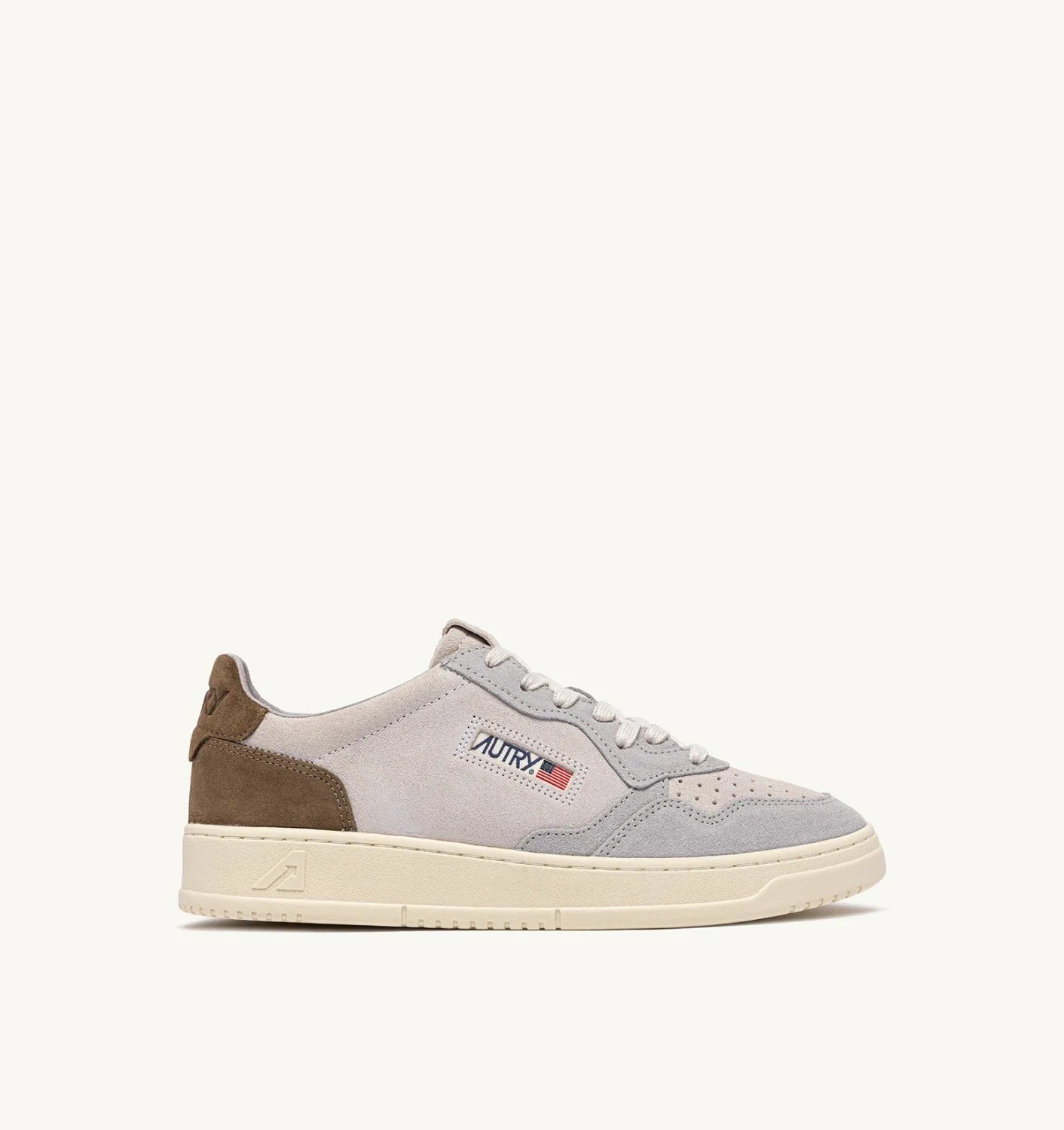 MEDALIST LOW TRICOLOR SNEAKERS IN WHITE CIGAR AND VAPOR SUEDE - 1