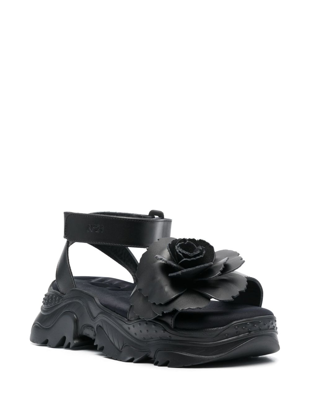 rose-appliqué 60mm leather sandals - 2