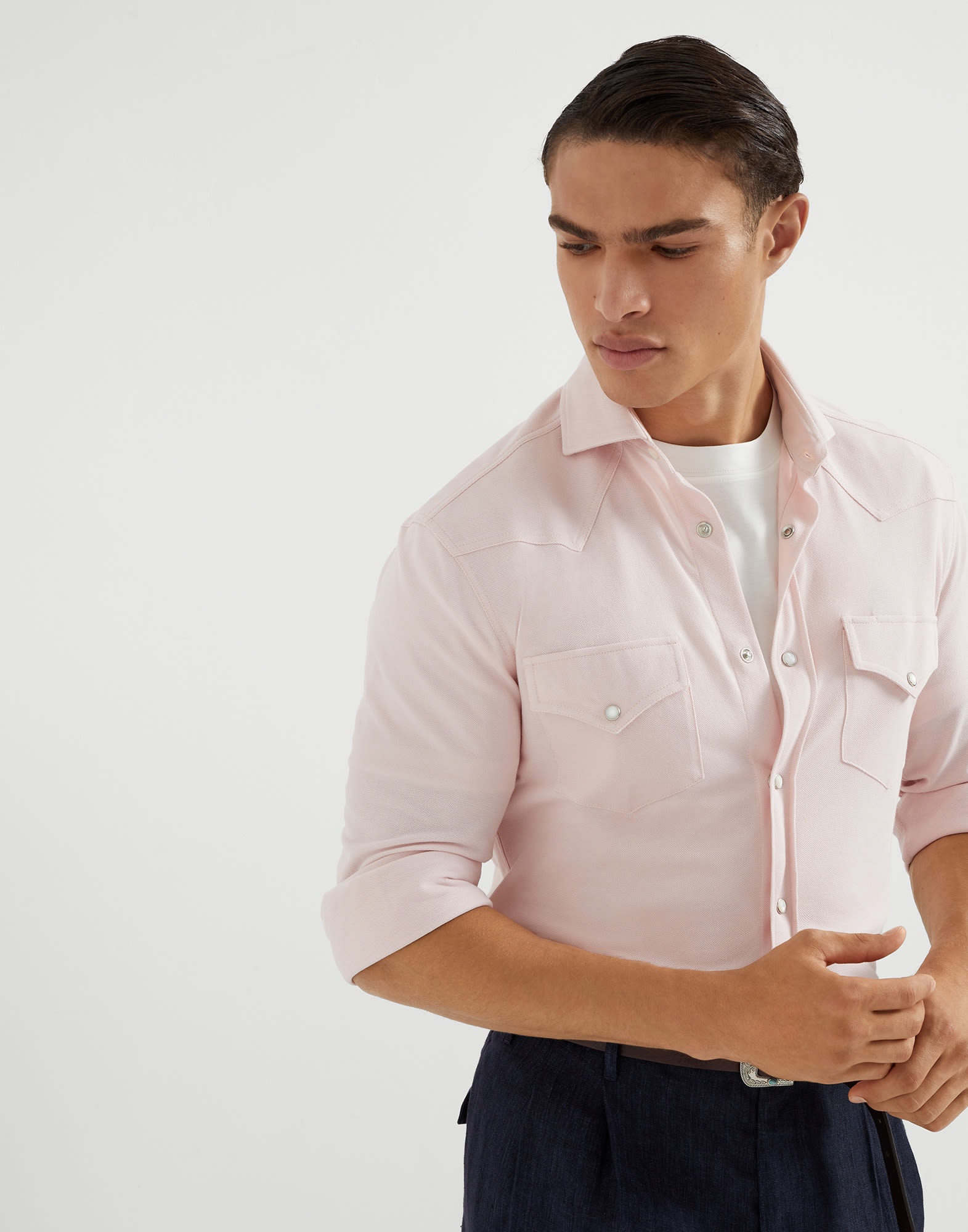Cotton piqué western shirt - 4