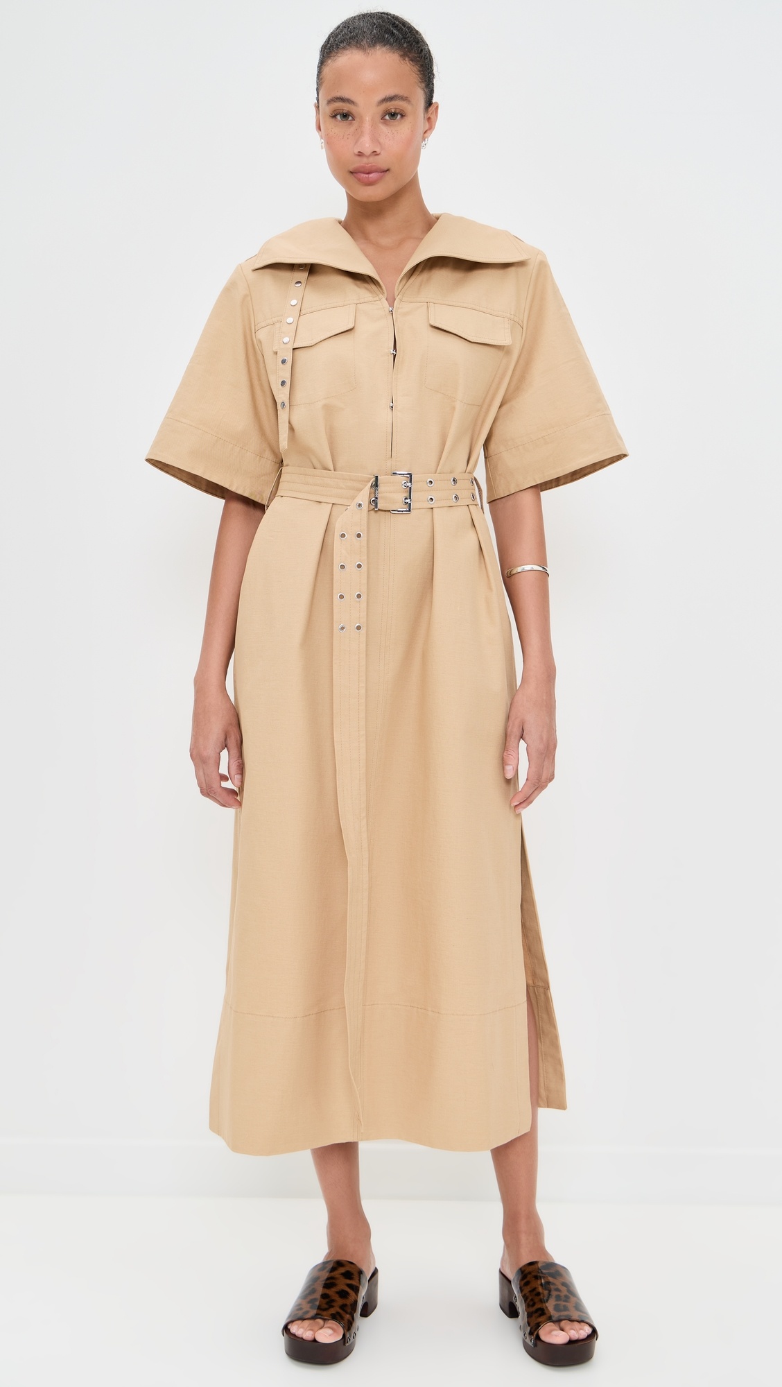 Classic Summer Suiting Cowl Neck Long Dress - 6