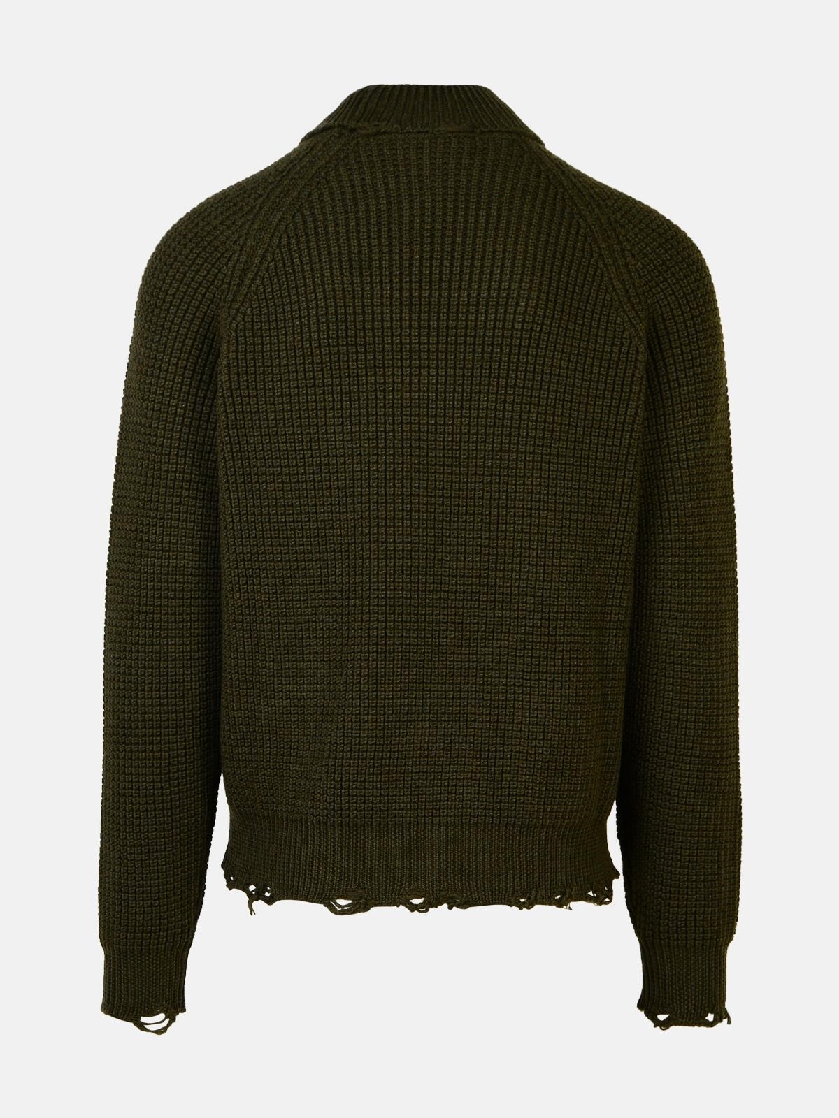 DARK GREEN WOOL TURTLENECK SWEATER - 3