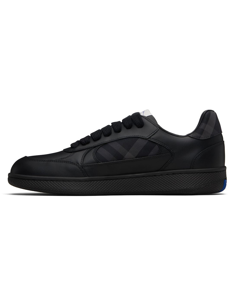 Burberry Black Leather & Check Terrace Sneakers outlook