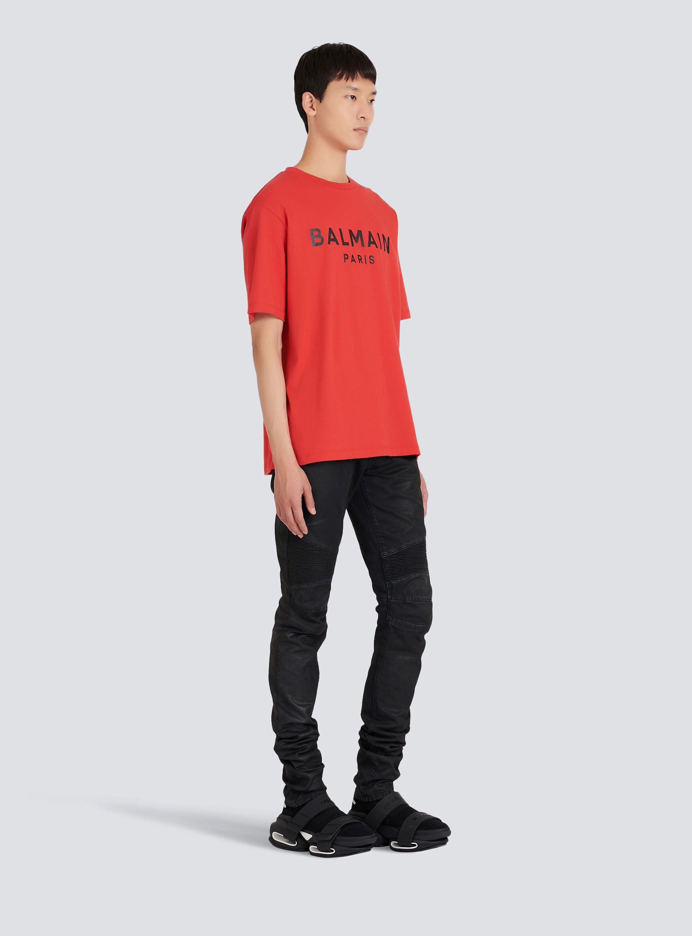 Eco-designed cotton T-shirt with Balmain Paris logo print - 5