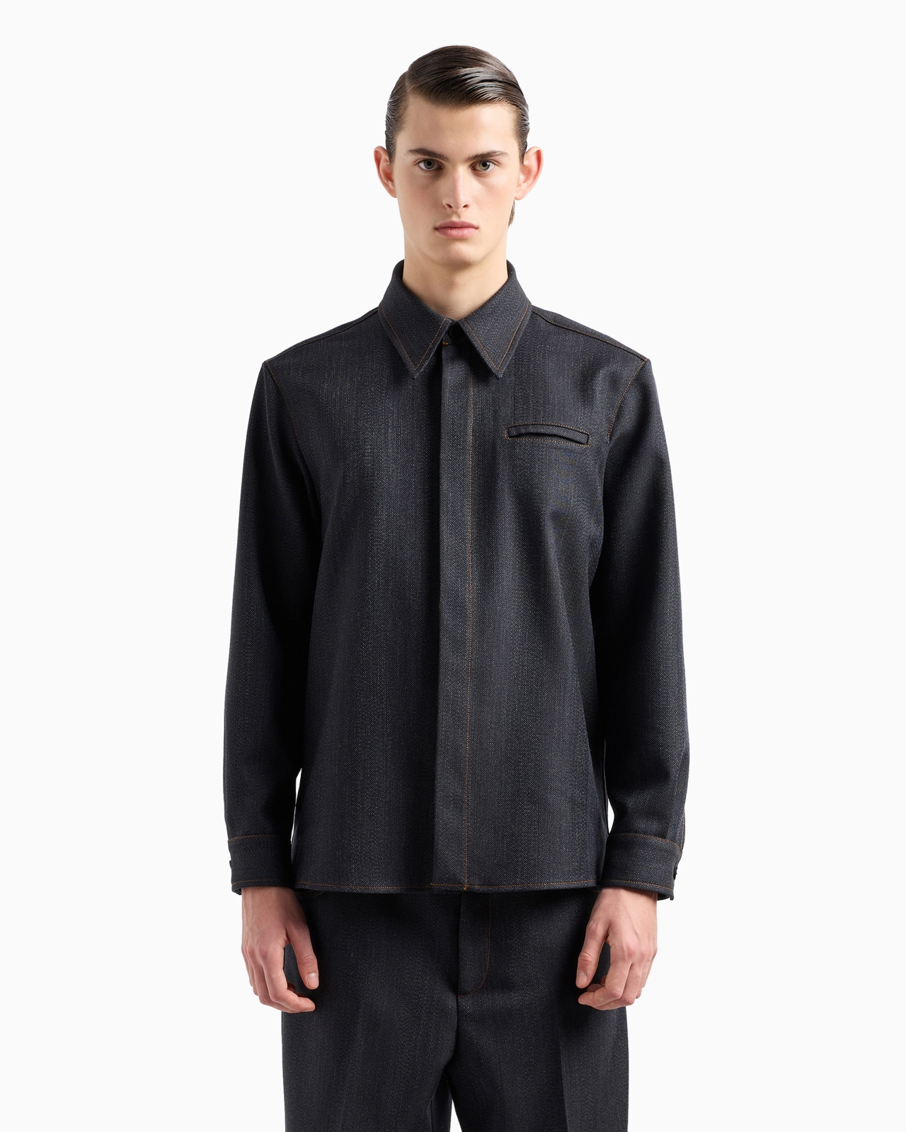 MOULINÉ WOOL-BLEND SHIRT WITH CHEVRON MOTIF - 2