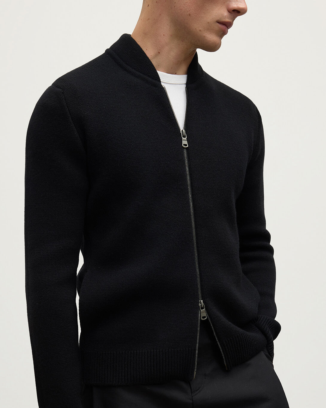 Cashmere Milano Stitch Black Zip Jacket - 5