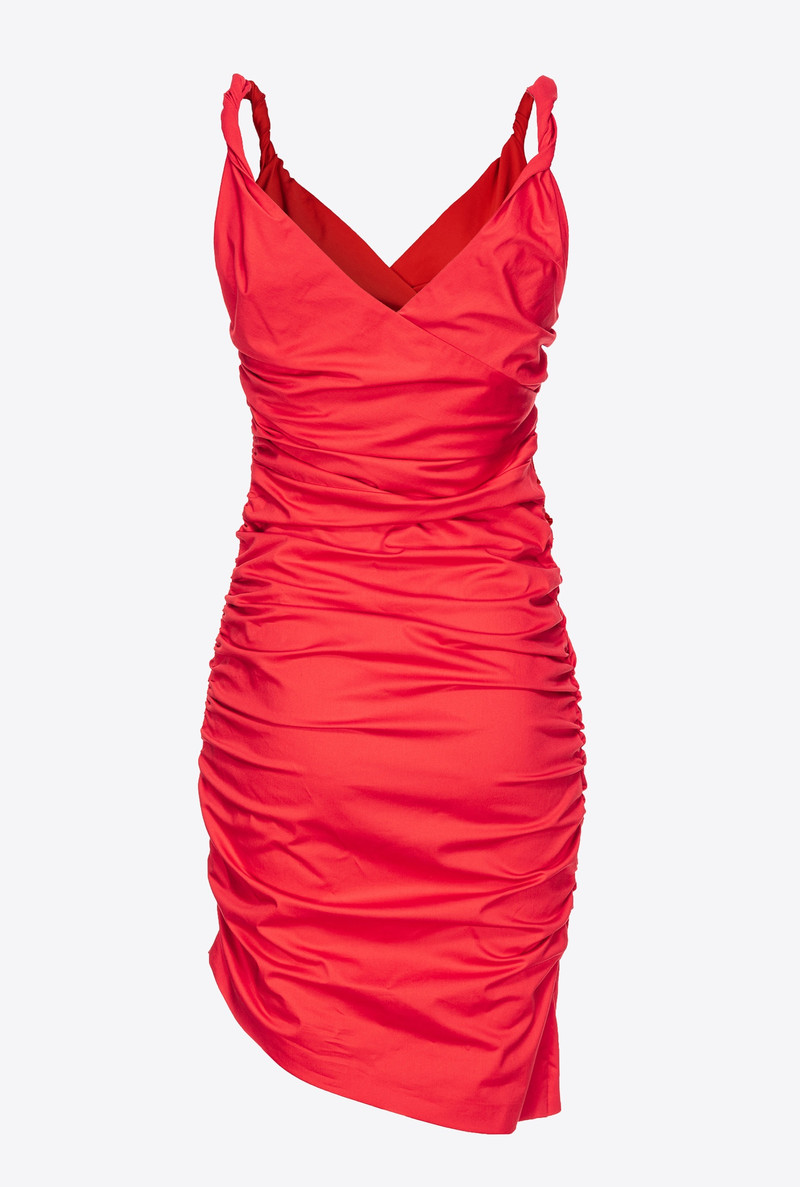 GATHERED TECHNICAL SATIN MINI DRESS 6