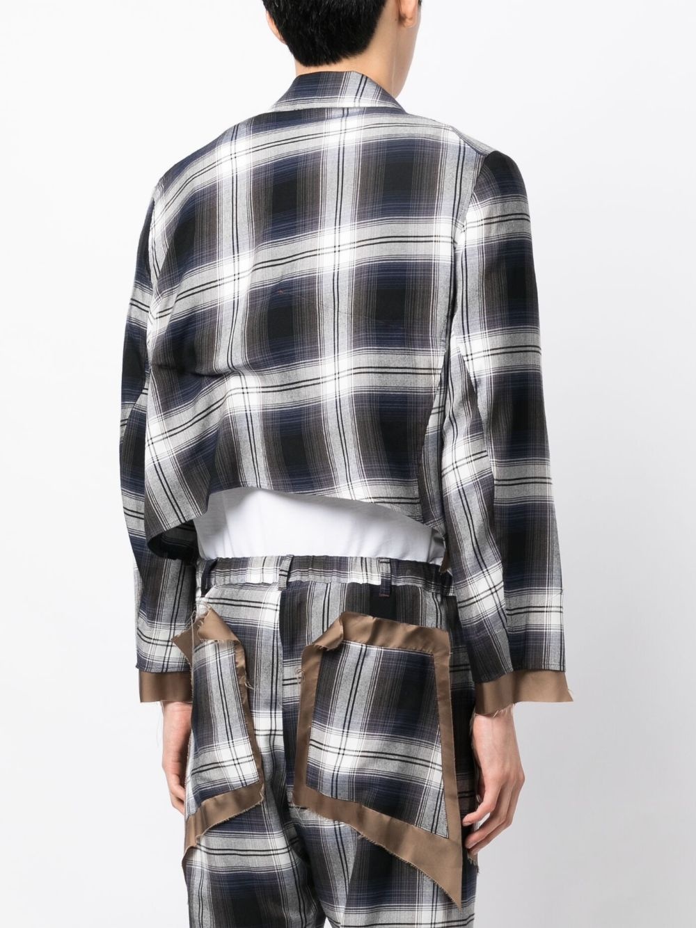 asymmetric plaid-check blazer - 4