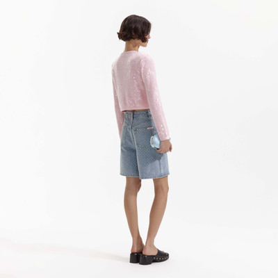 self-portrait Pink Knit Sequin Cardigan outlook