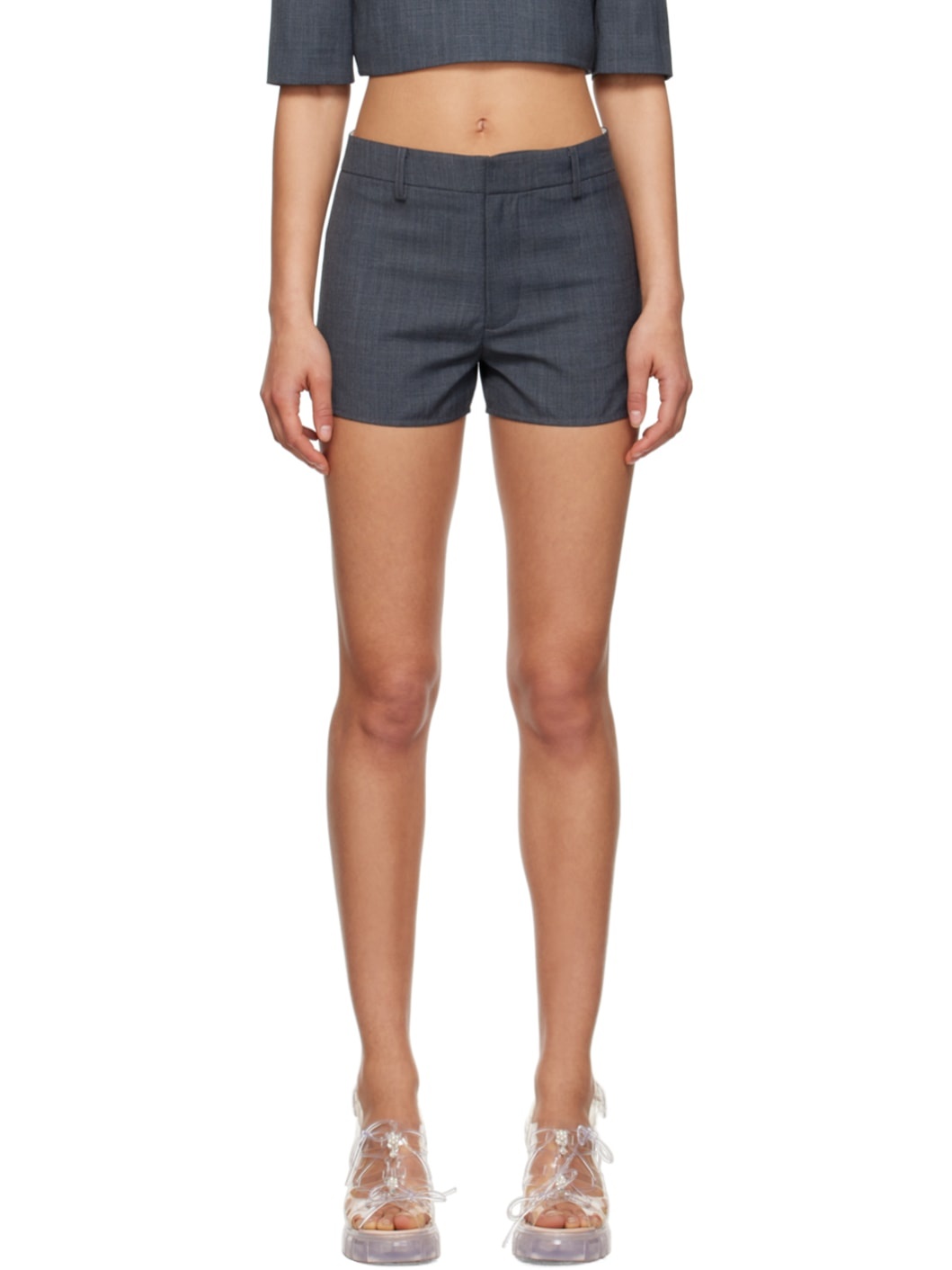 SSENSE Work Capsule – Gray Slit Shorts - 1