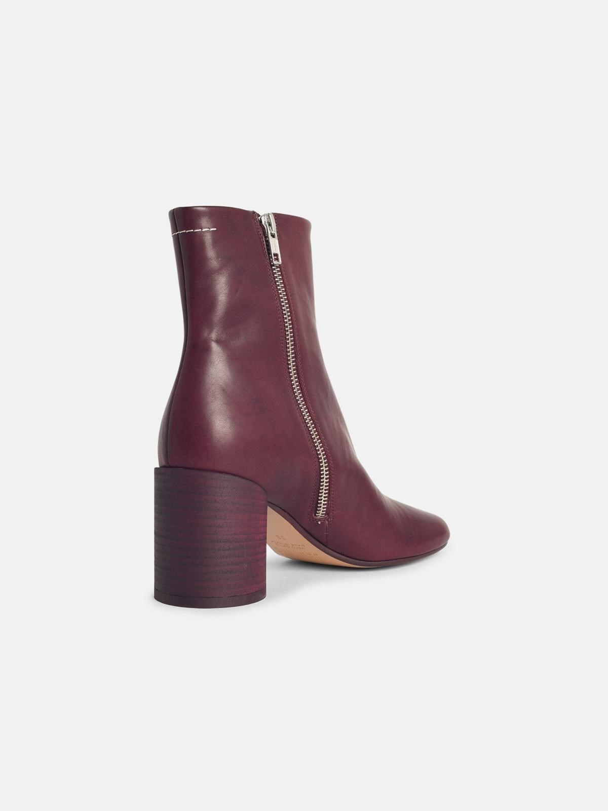 'ANATOMIC' BURGUNDY LEATHER ANKLE BOOTS - 3