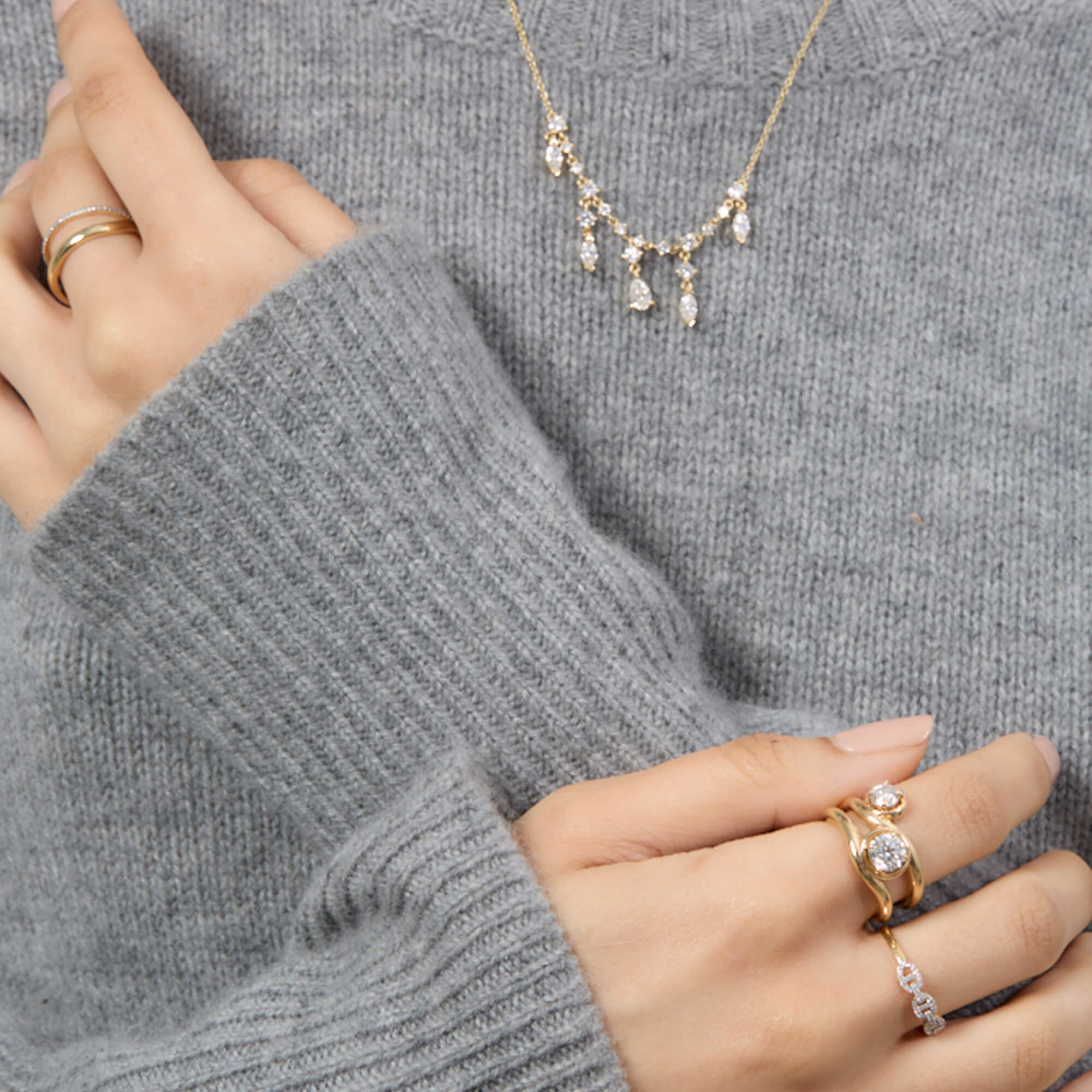 0.5CTW LAB-Created Diamond Bonbon Merge Ring - 36