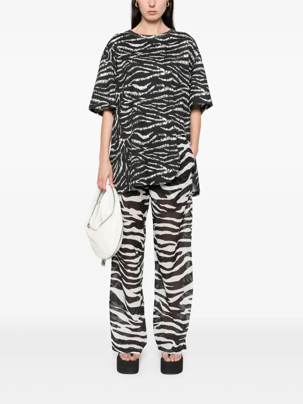 The Attico Women Semi-Sheer Zebra Print Pants - 2