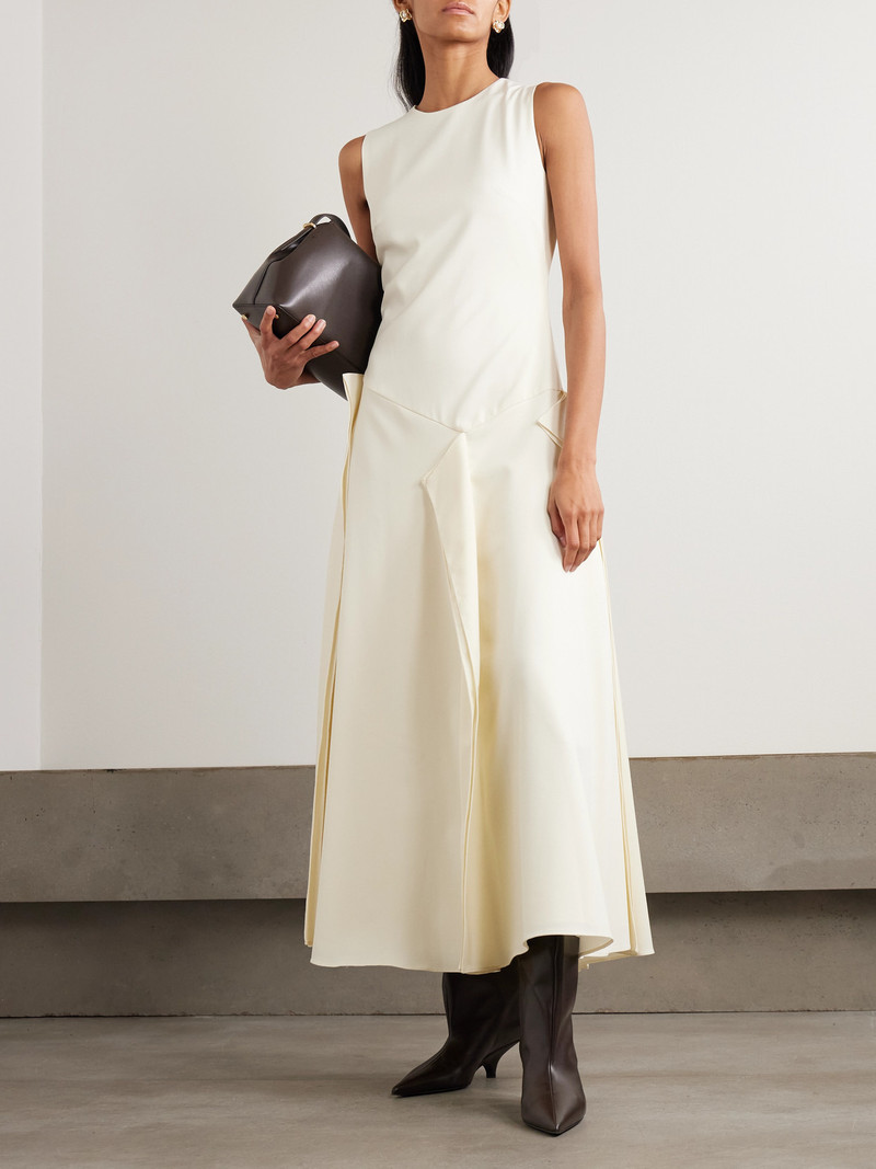 ABADIA Yara Layered Grain De Poudre Wool-blend Midi Dress outlook