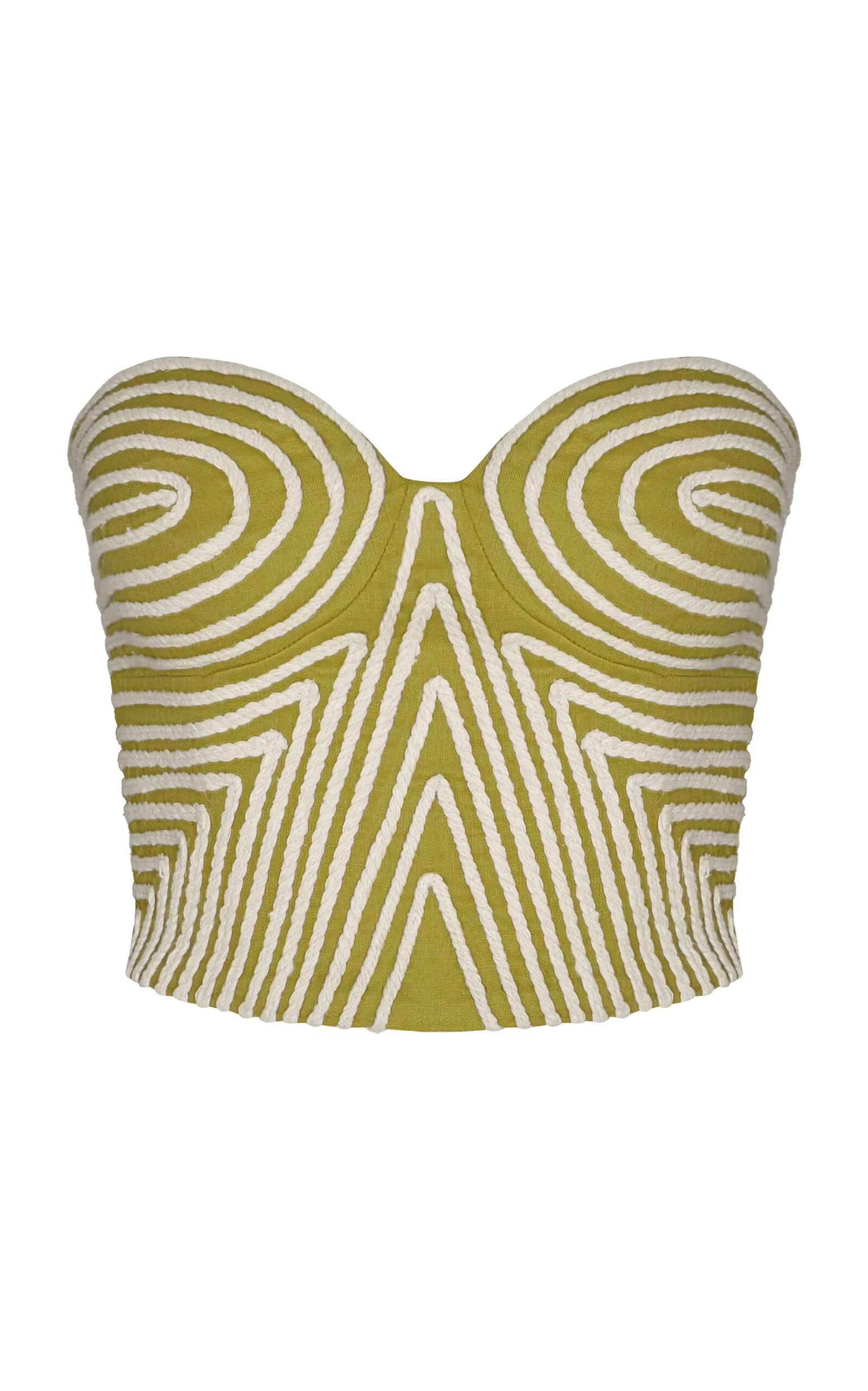 Y Limon Embroidered Linen Top lime green - 1