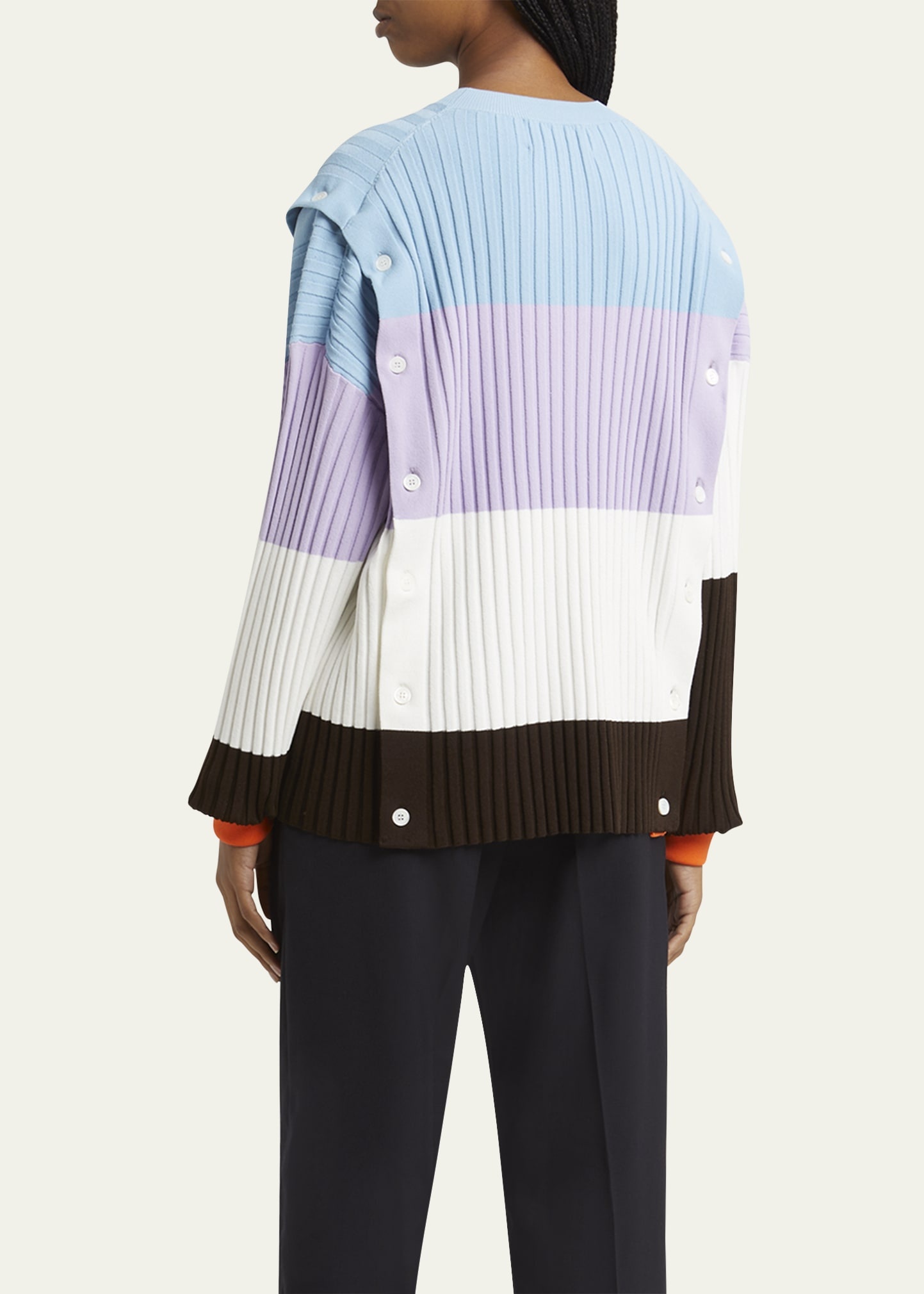 Detachable Ribbed Button Sweater - 3
