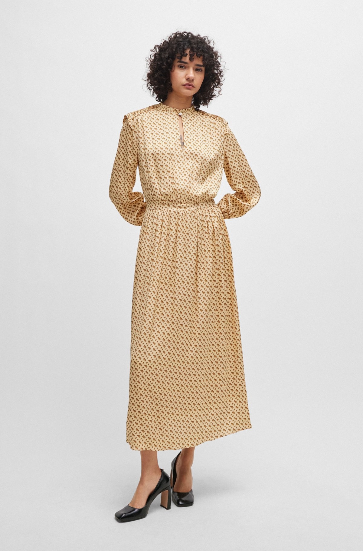SILK-BLEND DRESS WITH MONOGRAM PRINT - 2