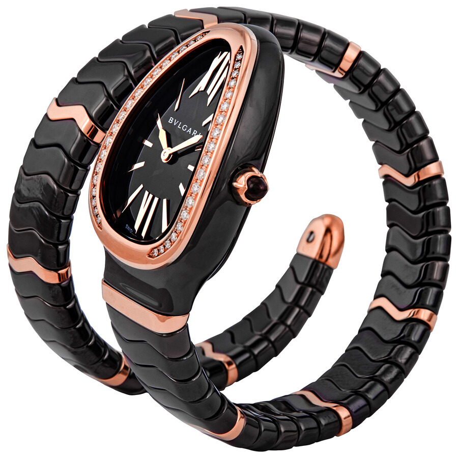 Pre-owned Bvlgari Serpenti Diamond Brown Lacquered Dial Ladies Watch 103060 - 2