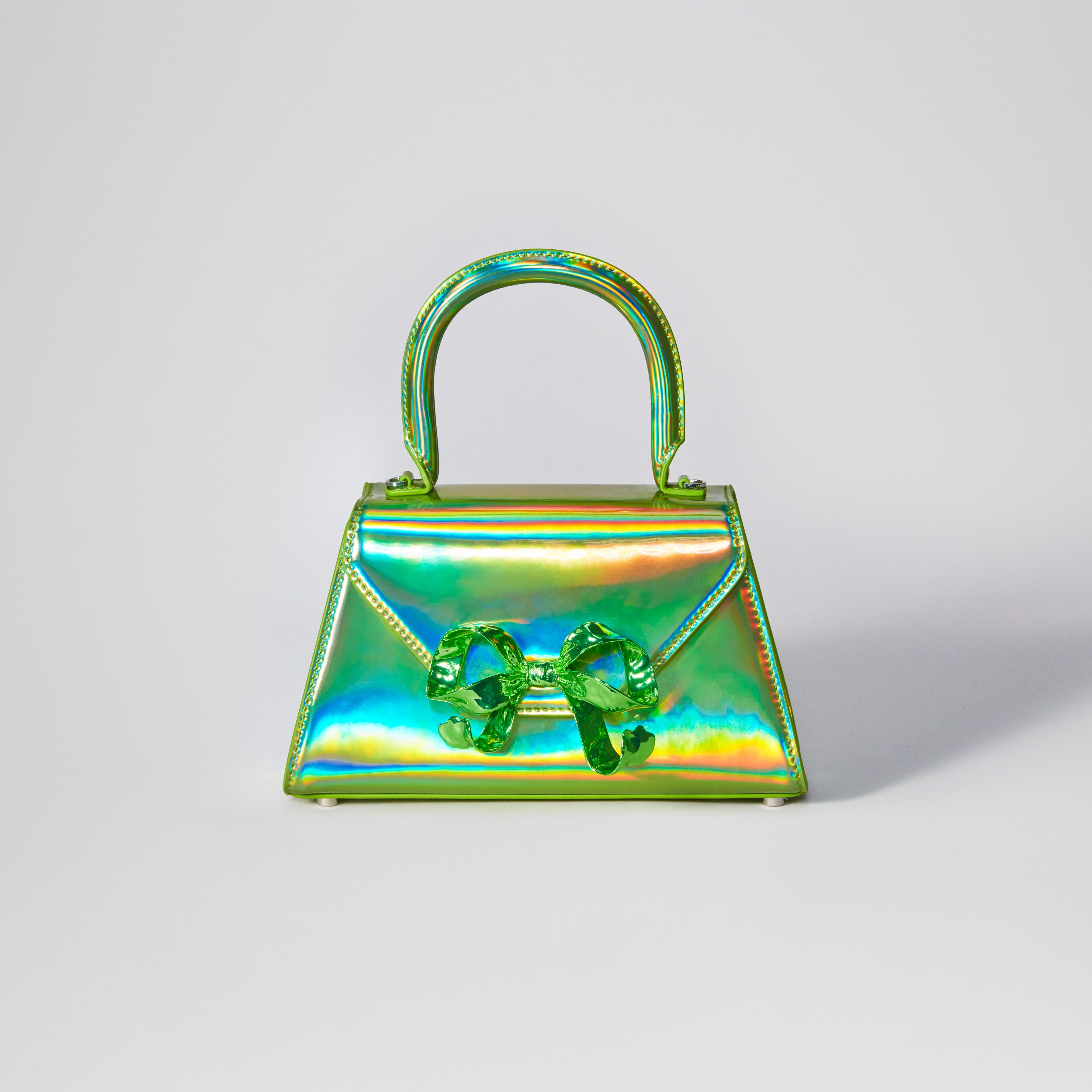 Lime Metallic Bow Envelope Mini Bag - 1