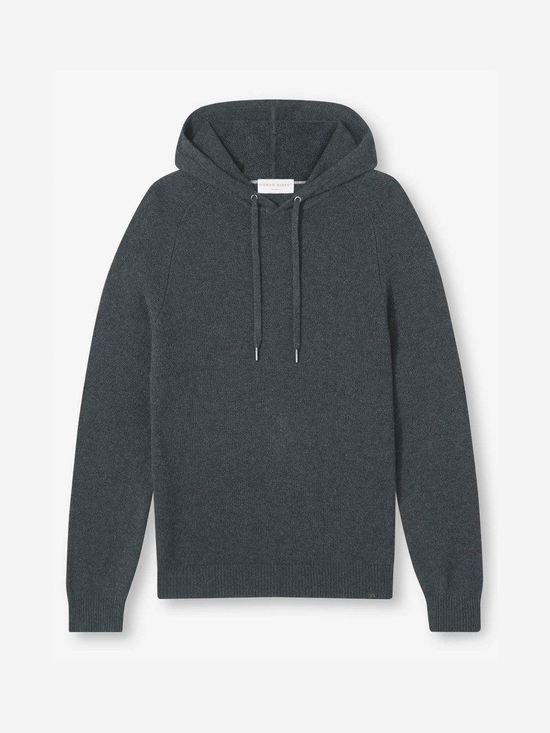 Derek Rose Men's Pullover Hoodie Dominic Cashmere Charcoal outlook