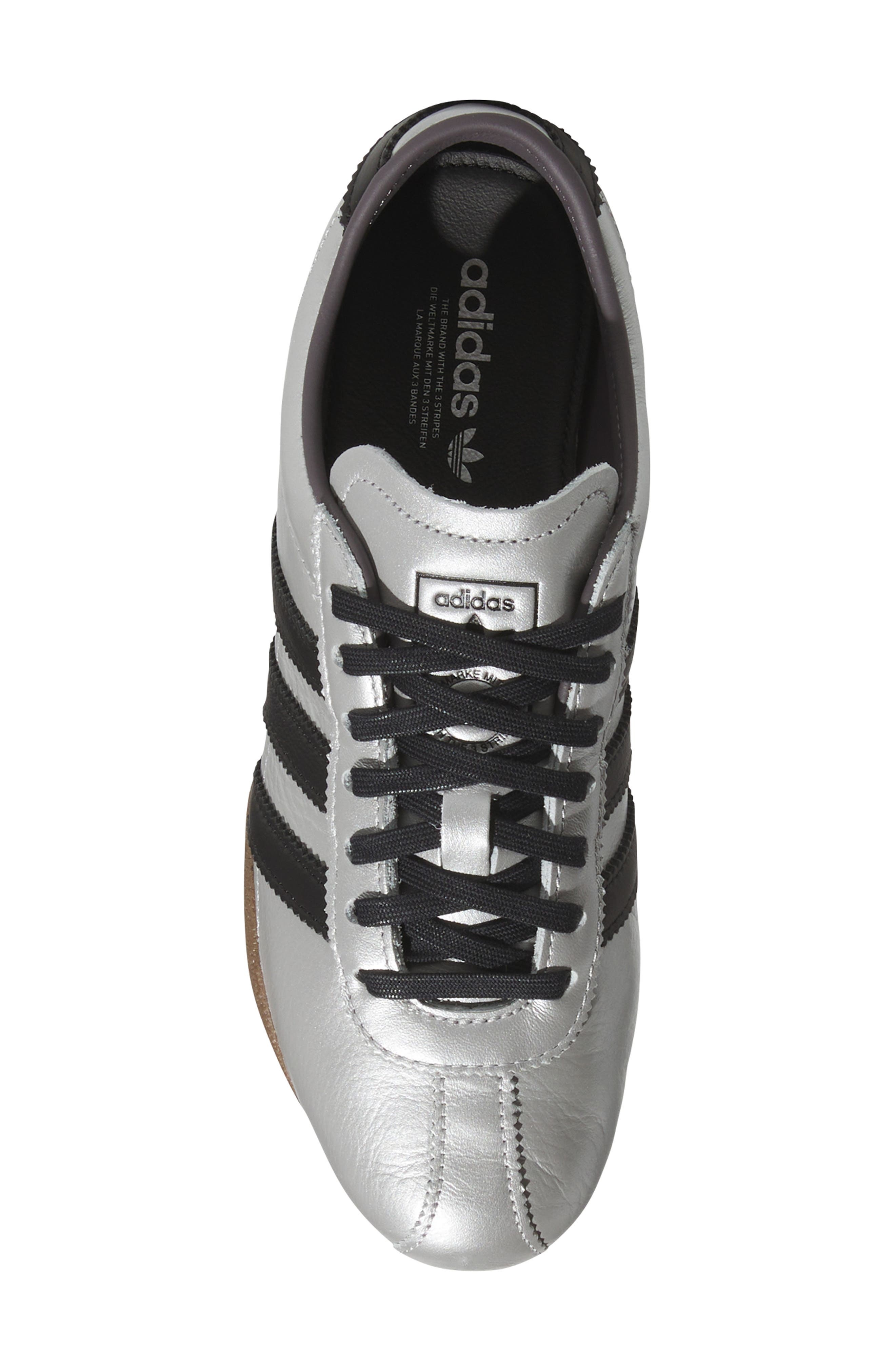 adidas Tokyo Decon Low Top Leather Sneaker in Silver Metallic/Black/Gum at Nordstrom - 4