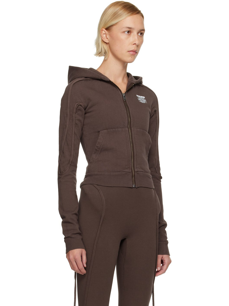 Brown Fitted Zip Hoodie 2