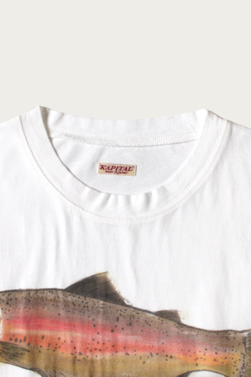 Kapital 20/- Jersey Crew T (Two Trouts PECKISH RAINBOWY) - White outlook