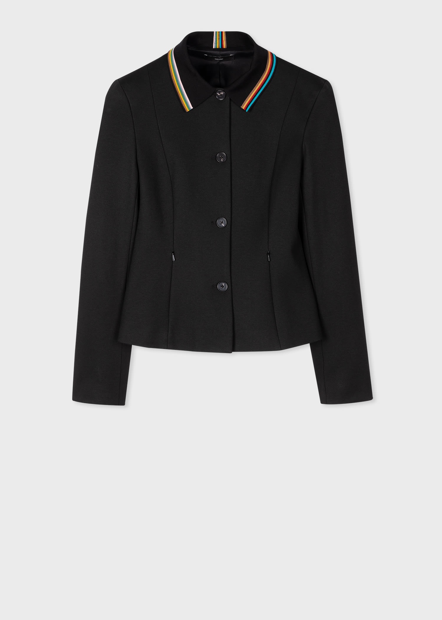 Black 'Signature Stripe' Trim Jacket - 1