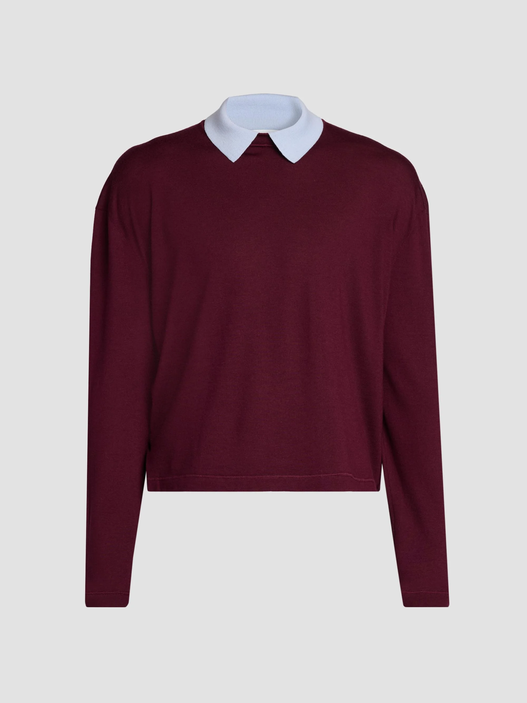 Men's Contrast Collar Wool Sweater - Haiti - 1