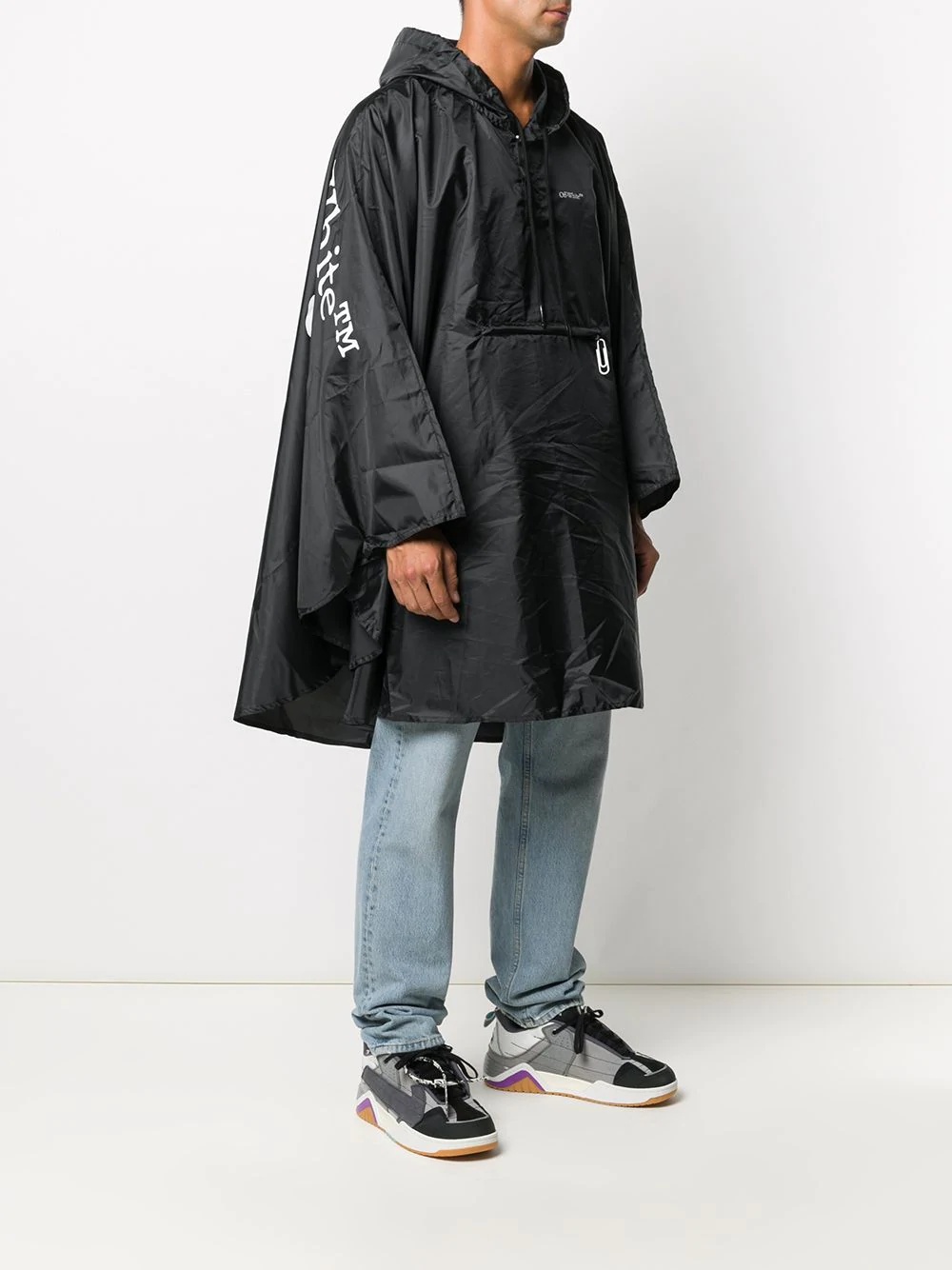 logo-print cape-style raincoat - 3