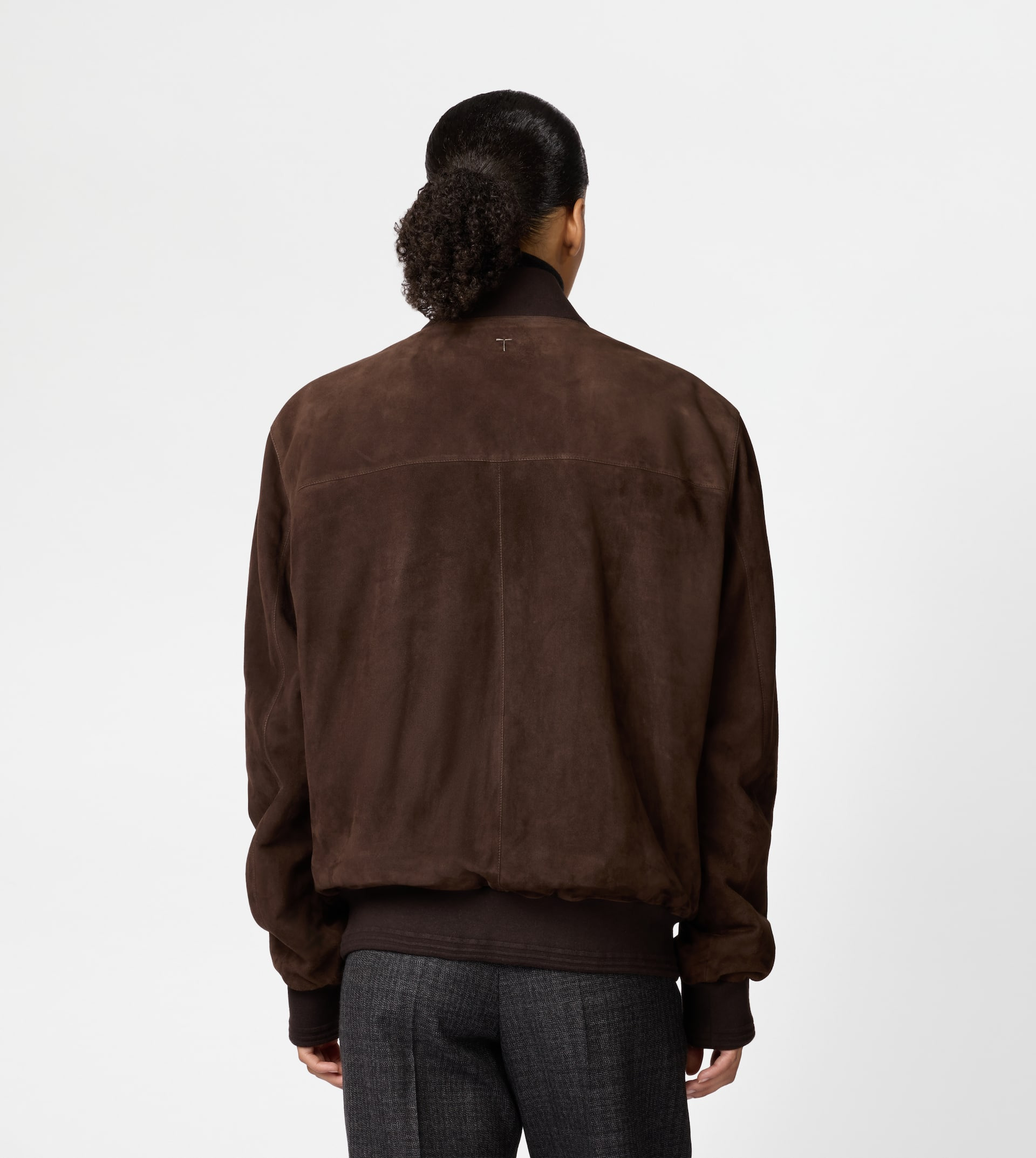 BOMBER JACKET IN PASHMY SUEDE - BROWN - 10
